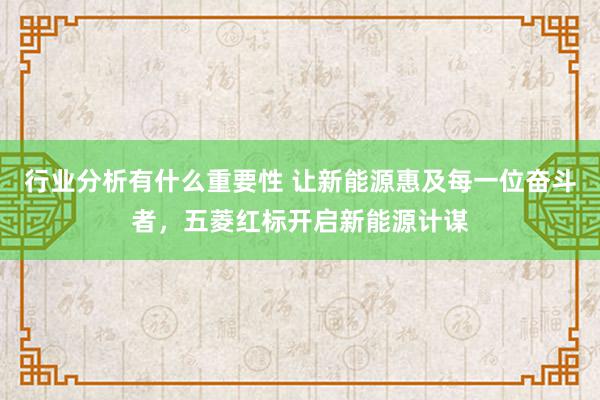 行业分析有什么重要性 让新能源惠及每一位奋斗者，五菱红标开启新能源计谋