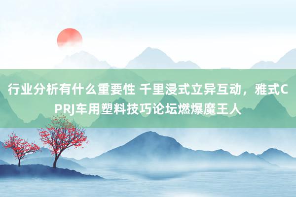 行业分析有什么重要性 千里浸式立异互动，雅式CPRJ车用塑料技巧论坛燃爆魔王人