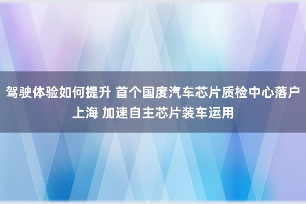 驾驶体验如何提升 首个国度汽车芯片质检中心落户上海 加速自主芯片装车运用