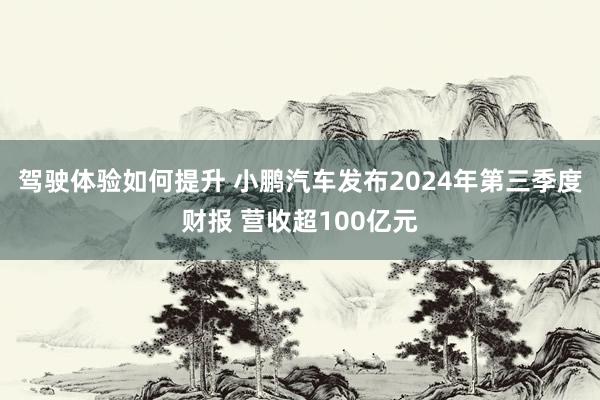 驾驶体验如何提升 小鹏汽车发布2024年第三季度财报 营收超100亿元