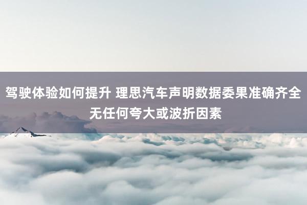 驾驶体验如何提升 理思汽车声明数据委果准确齐全 无任何夸大或波折因素